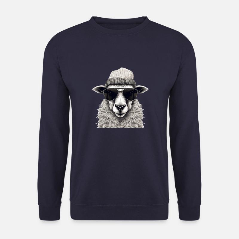 Schaf mit Mütze und Sonnenbrille, Norddeutsch - Unisex Pullover - Navy