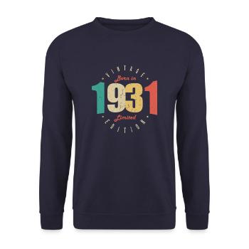 1931 Vintage Retro Geburtstagsgeschenk 1931 - Unisex Pullover - Navy - Vorne - Alina (178cm) & Michal (187cm)