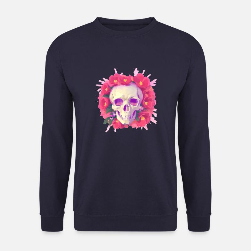Skull lays in Flowers - Unisex Pullover - Navy