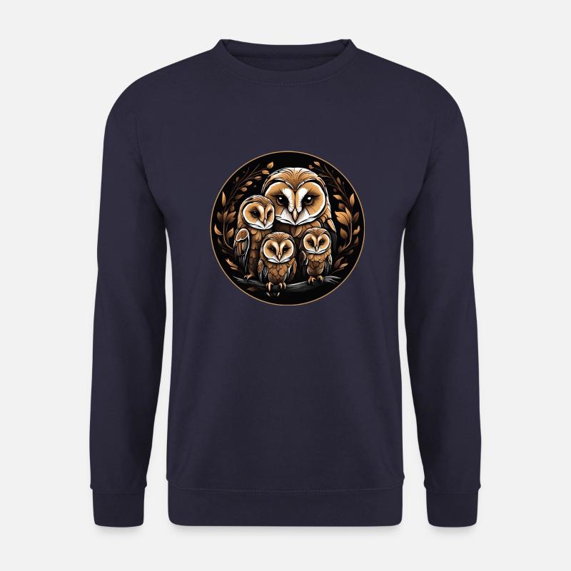 Schleiereule Schleiereulenfamilie Eulengrafik - Unisex Pullover - Navy