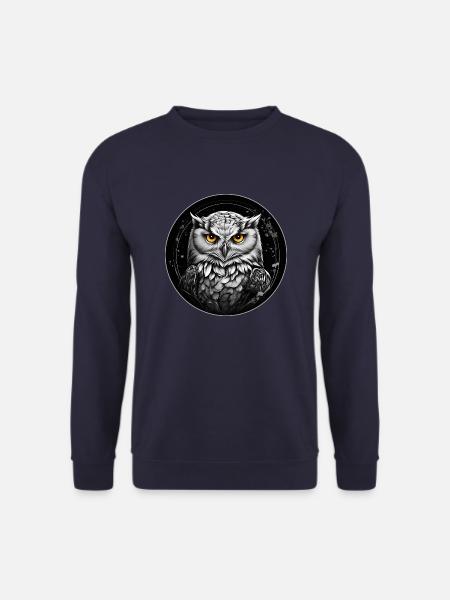 Schneeeulenportrait Schneeeule Eulengrafik - Unisex Pullover - Navy