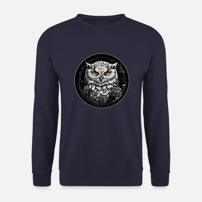Schneeeulenportrait Schneeeule Eulengrafik - Unisex Pullover - Navy
