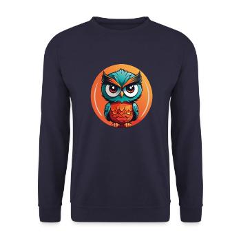 Petit hibou mignon dans la roue de couleur hibou Design - Sweat-shirt Unisexe - marine - Devant - Alina (178cm) & Michal (187cm)