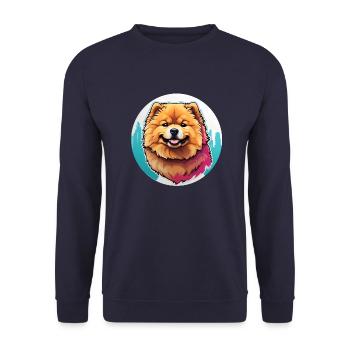 Chow Chow Portrait im Farbkreis - Unisex Pullover - Navy - Vorne - Alina (178cm) & Michal (187cm)