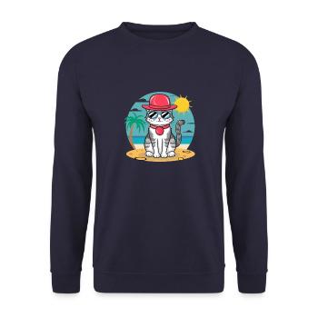 chat été - Sweat-shirt Unisexe - marine - Devant - Alina (178cm) & Michal (187cm)