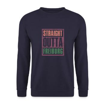 Straight outta Freiburg - Unisex Pullover - Navy - Vorne - Alina (178cm) & Michal (187cm)