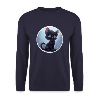 Little cat with blue eyes - Unisex Sweatshirt - navy - Front - Alina (178cm) & Michal (187cm)