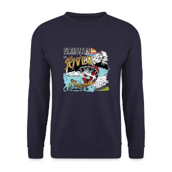 Mountain River Fishing - Unisex Sweatshirt - navy - Front - Alina (178cm) & Michal (187cm)