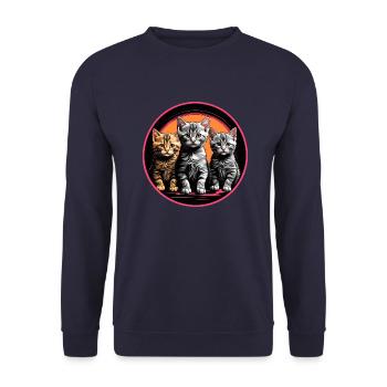 Three cute kittens in a round frame - Unisex Sweatshirt - navy - Front - Alina (178cm) & Michal (187cm)
