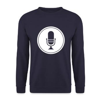 Podcast Mikrofon Symbol - Unisex Pullover - Navy - Vorne - Alina (178cm) & Michal (187cm)