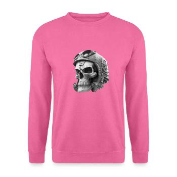 Crâne avec casque - Sweat-shirt Unisexe - rose - Devant