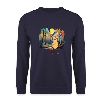 Forest, Nature, Trees, Peanut, Nature Lover - Unisex Sweatshirt - navy - Front - Alina (178cm) & Michal (187cm)