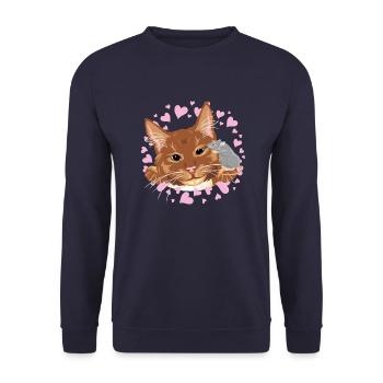 Le chat roux et la souris mignonne sont les meilleurs amis - Sweat-shirt Unisexe - marine - Devant - Alina (178cm) & Michal (187cm)