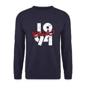 1994 Jahrgang Vintage Geburtstag Geschenk - Unisex Pullover - Navy - Vorne - Alina (178cm) & Michal (187cm)