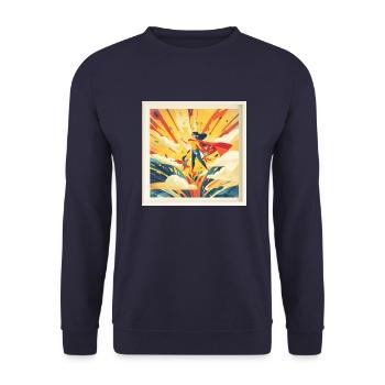 Super Mom - Unisex Sweatshirt - navy - Front - Alina (178cm) & Michal (187cm)