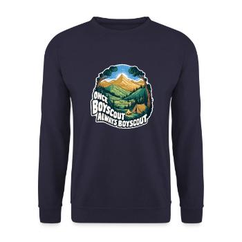 Once a camper, always a camper, pure nature experience - Unisex Sweatshirt - navy - Front - Alina (178cm) & Michal (187cm)