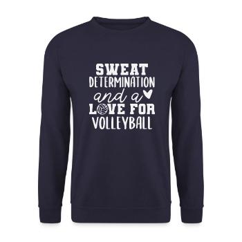 Sweat determination and a love for Volleyball - Unisex Pullover - Navy - Vorne - Alina (178cm) & Michal (187cm)