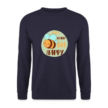 Don`t worry Bee Happy - Unisex Pullover - Navy - Vorne - Alina (178cm) & Michal (187cm)