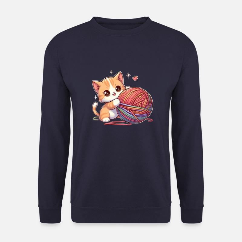 Eine Katze mit Wollknäuel - Unisex Pullover - Navy