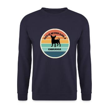 Live is better with a Chihuahua - Unisex Pullover - Navy - Vorne - Alina (178cm) & Michal (187cm)