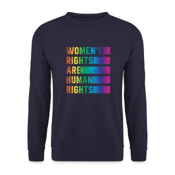 Frauenrechte sind Menschenrechte - Unisex Pullover - Navy - Vorne - Alina (178cm) & Michal (187cm)