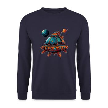 Imaginative Spaceship Flying Saucer - Unisex Sweatshirt - navy - Front - Alina (178cm) & Michal (187cm)