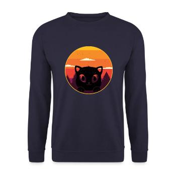 Chats Chats Années 80 Rétro Vintage Années 90 - Sweat-shirt Unisexe - marine - Devant - Alina (178cm) & Michal (187cm)