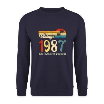 Millésime 1987 - Sweat-shirt Unisexe - marine - Devant - Alina (178cm) & Michal (187cm)