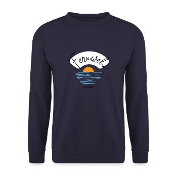 Experience Wanderlust - Plane - Travel - Beach - Unisex Sweatshirt - navy - Front - Alina (178cm) & Michal (187cm)