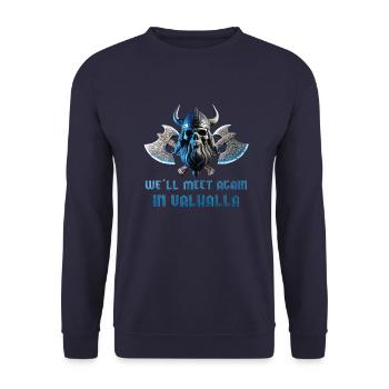 Wikinger Schädel 06 2024 02 - Unisex Pullover - Navy - Vorne - Alina (178cm) & Michal (187cm)