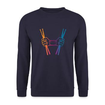 Schlagzeug Schlagzeuger - Unisex Pullover - Navy - Vorne - Alina (178cm) & Michal (187cm)
