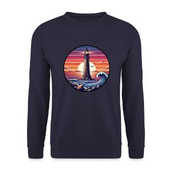 Phare Coucher De Soleil Océan Mer Romance - Sweat-shirt Unisexe - marine - Devant - Alina (178cm) & Michal (187cm)