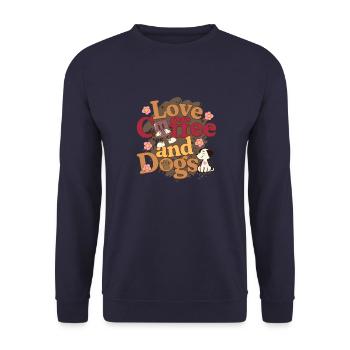 Love Coffe and Dogs 1 - Unisex Pullover - Navy - Vorne - Alina (178cm) & Michal (187cm)