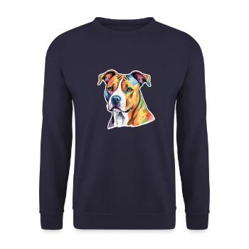 American Staffordshire Terrier Aquarelles - Sweat-shirt Unisexe - marine - Devant - Alina (178cm) & Michal (187cm)