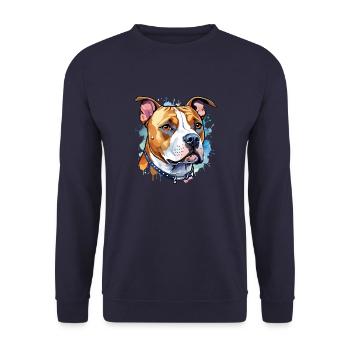 American Staffordshire Terrier Wasserfarben - Unisex Pullover - Navy - Vorne - Alina (178cm) & Michal (187cm)