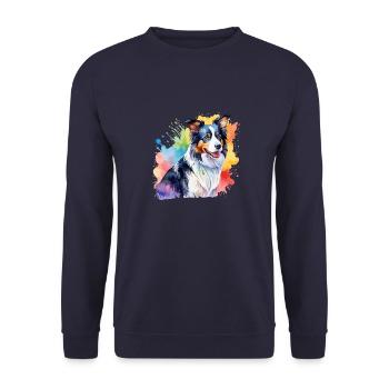 Border Collie Aquarelles - Sweat-shirt Unisexe - marine - Devant - Alina (178cm) & Michal (187cm)
