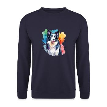 Border Collie Aquarelles - Sweat-shirt Unisexe - marine - Devant - Alina (178cm) & Michal (187cm)