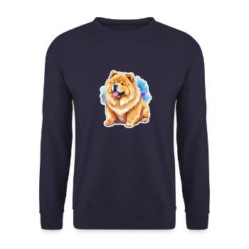 Chow Chow Wasserfarben - Unisex Pullover - Navy - Vorne - Alina (178cm) & Michal (187cm)