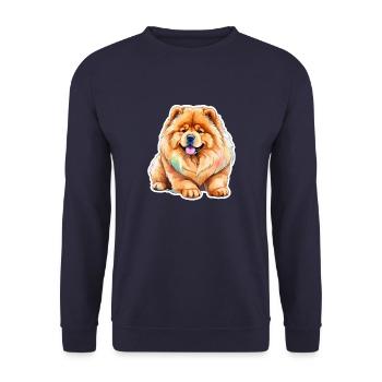 Chow Chow Wasserfarben - Unisex Pullover - Navy - Vorne - Alina (178cm) & Michal (187cm)