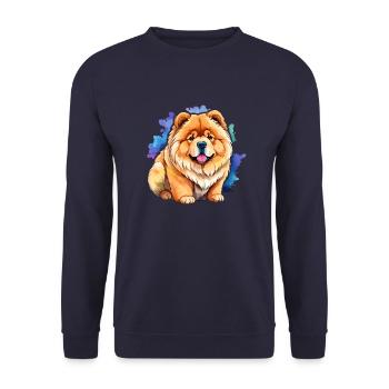 Chow Chow Wasserfarben - Unisex Pullover - Navy - Vorne - Alina (178cm) & Michal (187cm)
