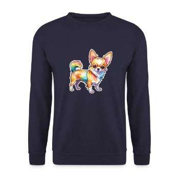 Chihuahua Watercolors - Unisex Sweatshirt - navy - Front - Alina (178cm) & Michal (187cm)