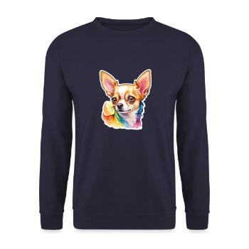 Chihuahua Watercolors - Unisex Sweatshirt - navy - Front - Alina (178cm) & Michal (187cm)