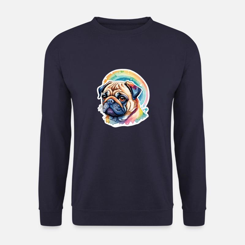 Mops Wasserfarben - Unisex Pullover - Navy