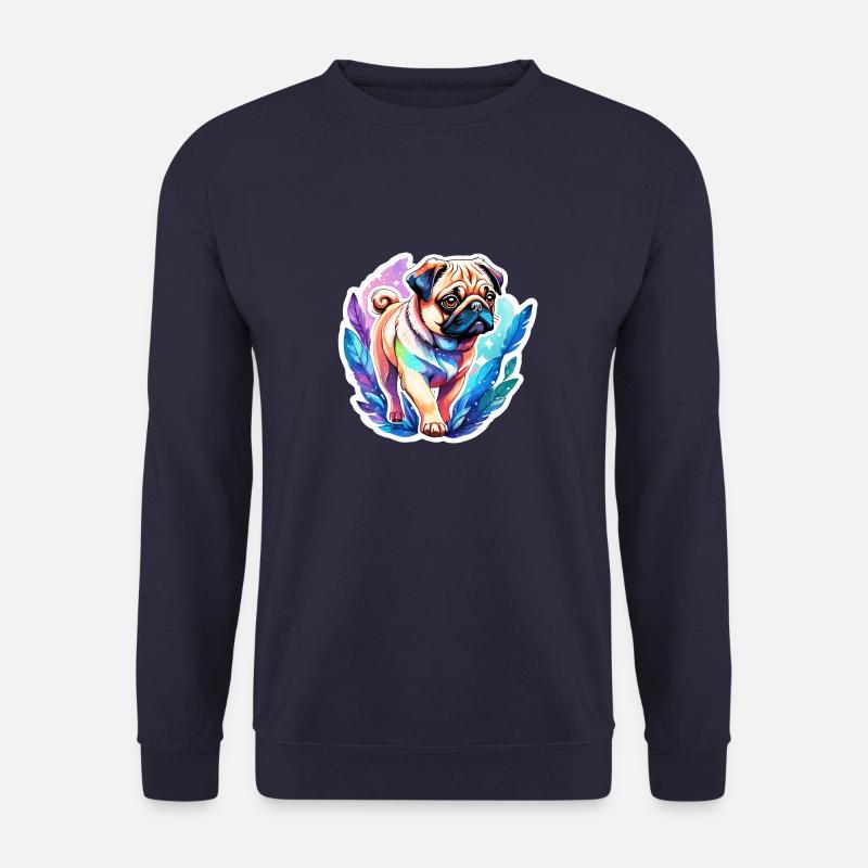 Mops Wasserfarben - Unisex Pullover - Navy