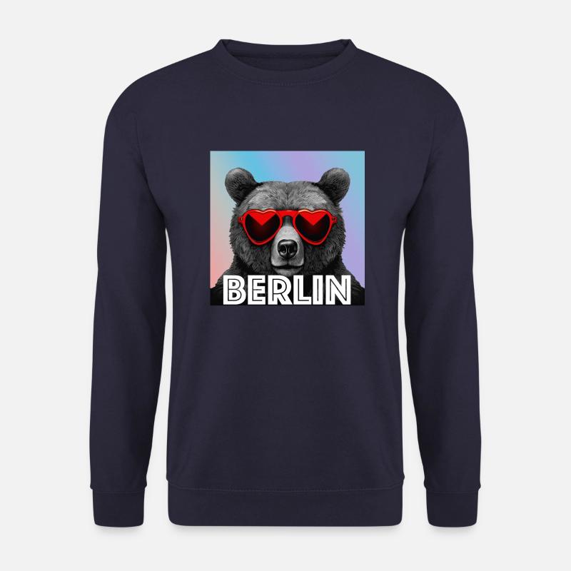 Bär mir Sonnenbrille regenbogen - Unisex Pullover - Navy