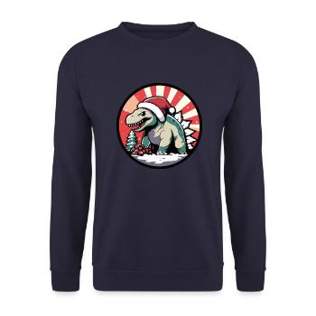 Dinosaure stégosaure Noël Noël - Sweat-shirt Unisexe - marine - Devant - Alina (178cm) & Michal (187cm)