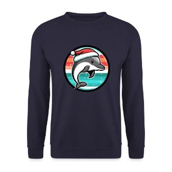 Dolphin Christmas Christmas - Unisex Sweatshirt - navy - Front - Alina (178cm) & Michal (187cm)