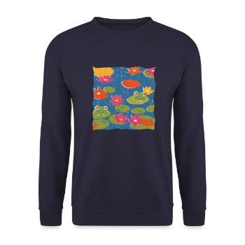 frösche 3 - Unisex Pullover - Navy - Vorne - Alina (178cm) & Michal (187cm)