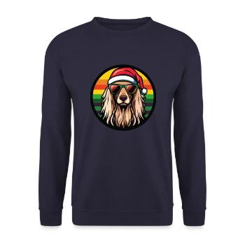 Afghan Hound Hund Weihnachten Cool - Unisex Pullover - Navy - Vorne - Alina (178cm) & Michal (187cm)