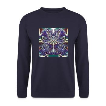 Abstrakte mit ein Stier Muster - Unisex Pullover - Navy - Vorne - Alina (178cm) & Michal (187cm)